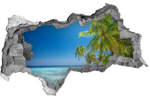 Díra 3D ve zdi na stěnu Maledivy pláž nd-b-126748913