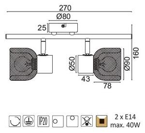 ACA DECOR Přisazené bodové svítidlo MARACU max. 2x40W/E14/230V/IP20