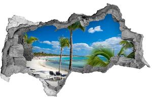 Díra 3D ve zdi nálepka Maledivy pláž nd-b-129561324