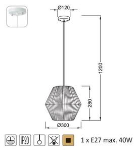ACA DECOR Závěsné svítidlo PERU max. 40W/E27/230V/IP20, průměr 30cm