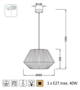 ACA DECOR Závěsné svítidlo PERU max. 40W/E27/230V/IP20, průměr 49,5cm