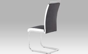 Jídelní židle šedá látka + bílá koženka / chrom DCL-966 GREY2