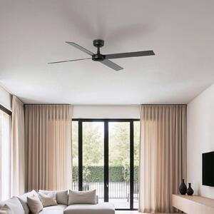 FARO BARCELONA Stropní ventilátor Rudder, stejnosměrný motor, tichý, Ø 132 cm, dřevo, Černá, Obývací pokoj / jídelna, Dřevo, Moderní