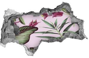 Nálepka 3D díra na zeď Tropické květiny nd-b-137343545