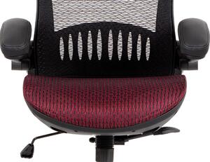 Kancelářská židle, synchronní mech., červená MESH, kovový kříž KA-A185 RED