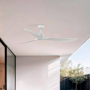 FARO BARCELONA Stropní ventilátor Outwood, bílý, DC, tichý, Ø 150 cm, IP44, Bílá / opál, Obývací pokoj / jídelna, Plast, Moderní