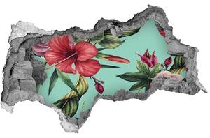Nálepka 3D díra na zeď Tropické květiny nd-b-137343675