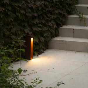 FARO BARCELONA LED podsvícení soklu Cerler, hnědá, 35 cm, kov, IP65,, Hnědá / rez, Hliník, Moderní