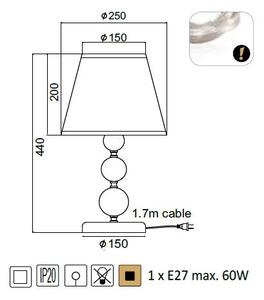 ACA DECOR Stolní lampička EVITA max. 60W/E27/230V/IP20