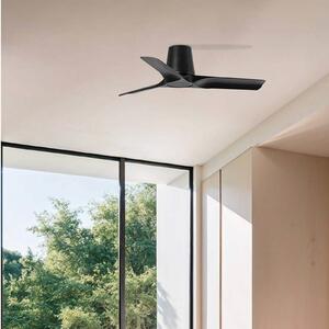 FARO BARCELONA Stropní ventilátor Hey S, černý, DC motor, tichý, Ø 90 cm, Černá, Obývací pokoj / jídelna, Plast, Moderní