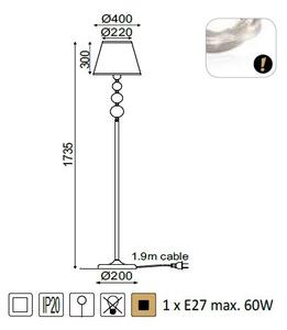 ACA DECOR Stojací lampa EVITA max. 60W/E27/230V/IP20