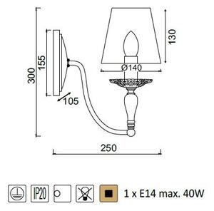 ACA DECOR Nástěnné svítidlo KARPATHIA max. 40W/E14/230V/IP20