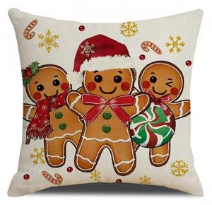 Vánoční povlak na polštář GINGERJOY 45x45 cm, béžový