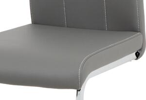 Jídelní židle šedá koženka / chrom DCL-411 GREY