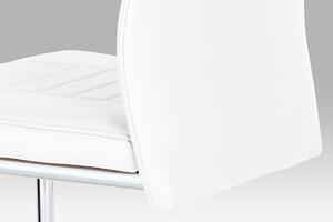 Jídelní židle, bílá koženka / chrom HC-955 WT