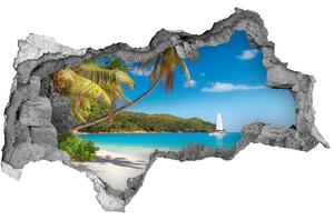Díra 3D ve zdi nálepka Tropická pláž nd-b-148078888