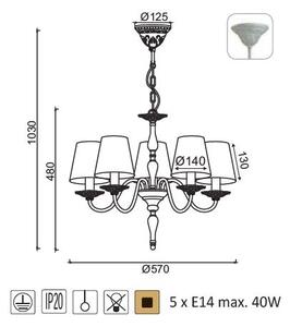 ACA DECOR Závěsné svítidlo KARPATHIA max. 5x40W/E14/230V/IP20