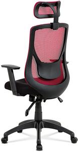 Kancelářská židle, synchronní mech., černá + červená MESH, plast. kříž KA-A186 RED