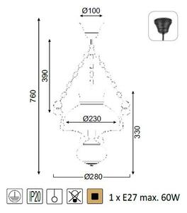 ACA DECOR Závěsné svítidlo CHALET max. 60W/E27/230V/IP20