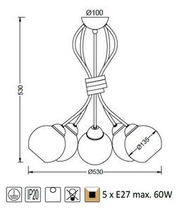 ACA DECOR Závěsné svítidlo FOYER max. 5x60W/E27/230V/IP20