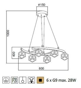ACA DECOR Závěsné svítidlo MARTINI max. 6x28W/G9/230V/IP20