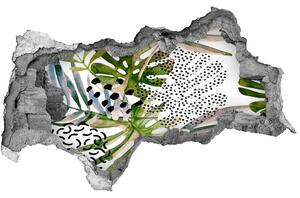 Nálepka 3D díra na zeď Tropické listí nd-b-168158819