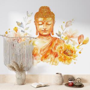 Fototapety Akvarel Buddha s květinami, duchovní, oranžová paleta barev , Fototapety akvarel, w04005 : uwalls.cz