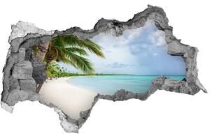 Díra 3D ve zdi nálepka Tropická pláž nd-b-176119996