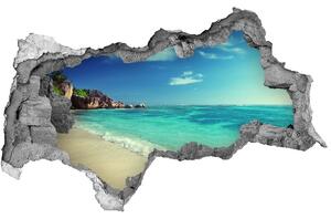 Díra 3D ve zdi nálepka Seychely pláž nd-b-188699214