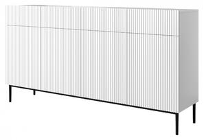 Komoda Nicole 200 cm s 4 zásuvky a 4 dvířka - bílý mat / černé nožky