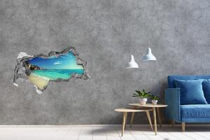 Díra 3D ve zdi nálepka Seychely pláž nd-b-188699214