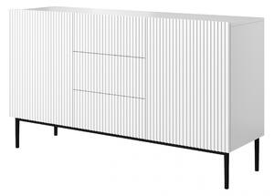 Komoda Nicole 150 cm s 3 zásuvky a 2 dvířka - bílý mat / černé nožky