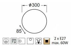 ACA DECOR Přisazené svítidlo ALBATRE max. 2x60W/230V/E27/IP20, bílá barva