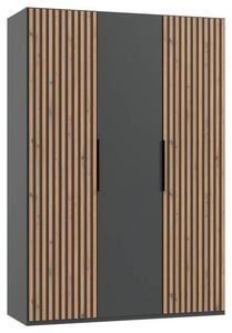 ŠATNÍ SKŘÍŇ S OTOČNÝMI DVEŘMI, barvy grafitu, barvy dubu, 150/216/58 cm MID.YOU, Online Only