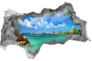Díra 3D ve zdi nálepka Seychely pláž nd-b-37245256