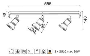 ACA DECOR Přisazené bodové svítidlo BRULEE max. 3x50W/GU10/230V/IP20