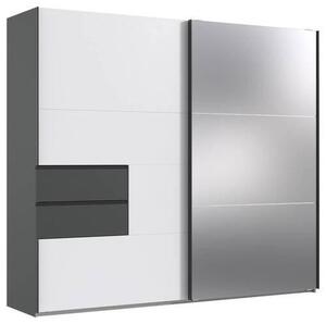 ŠATNÍ SKŘÍŇ SE ZRCADLEM, barvy grafitu, bílá, 250/216/65 cm MID.YOU, Online Only