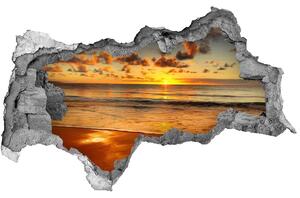 Díra 3D ve zdi na stěnu Západ slunce pláž nd-b-40275478
