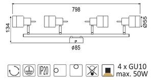 ACA DECOR Přisazené bodové svítidlo PLATINUM max. 4x50W/GU10/230V/IP20