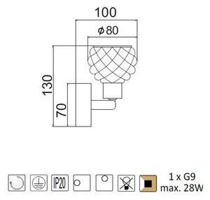 ACA DECOR Přisazené svítidlo OSTRAVA max. 28W/G9/230V/IP20