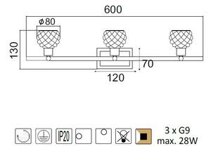 ACA DECOR Přisazené svítidlo OSTRAVA max. 3x28W/G9/230V/IP20