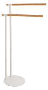 Stojan na ručníky White Bamboo, bílá/s dřevěnými prvky, O