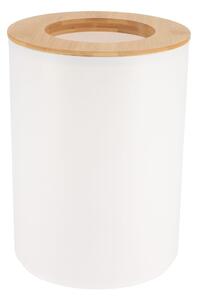 Odpadkový koš Besson, bílá/s dřevěnými prvky, 5L