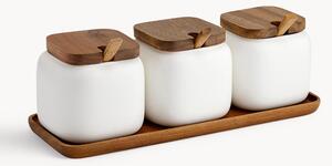 Sada dóz z porcelánu a akáciového dřeva Essentials, 7 dílů
