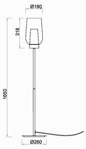 Mantra 8290 Nora, stojací lampa 1xE27 kouřové sklo/černý mramor, výška 165cm