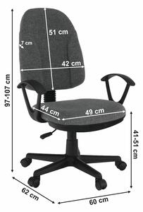 TEMPO Kancelářská židle, šedá látka, DEVRI