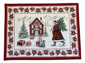 Vánoční žakárové prostírání Santa se stromečkem 35x45 cm