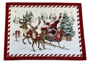Vánoční žakárové prostírání Santa na saních 35x45 cm