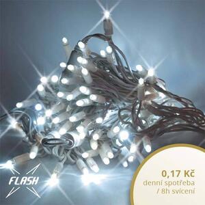 LED světelný řetěz FLASH, 5 m, ledově bílá, 60 diod, bílý kabel