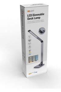 SOLIGHT LED stolní lampička stmívatelná, 10W, indukční nabíjení, změna chromatičnosti, hliník, šed